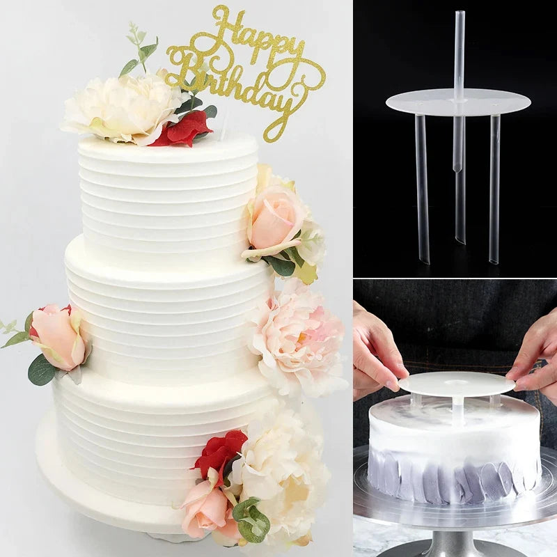 support gâteau blanc moderne disques tiges adhésif portable cuisine