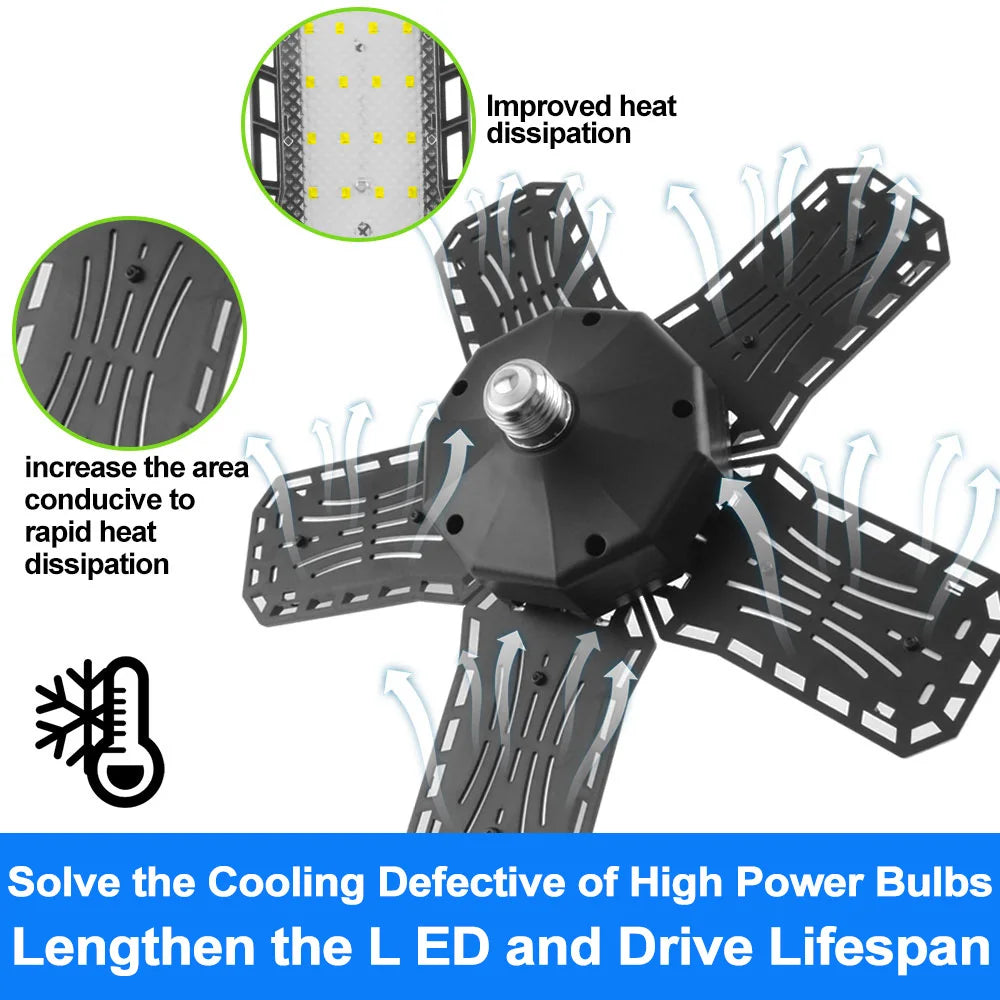 lampe led pliable noire grille ventilation moderne fixations vis éclairage garage atelier store