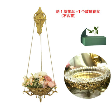 Cache pot suspendu doré élégant motifs floraux classique vintage living room cadeau quotidien