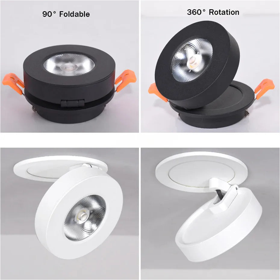 Spot LED dimmable 220V blanc noir moderne minimaliste fixé vis 6000K 4000K 3000K