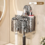 porte produits mural transparent texturé moderne ventouse brosses dents salle bain