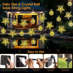 décoration extérieure solaire guirlande lumineuse étoiles cristal halloween noël moderne blanc doré