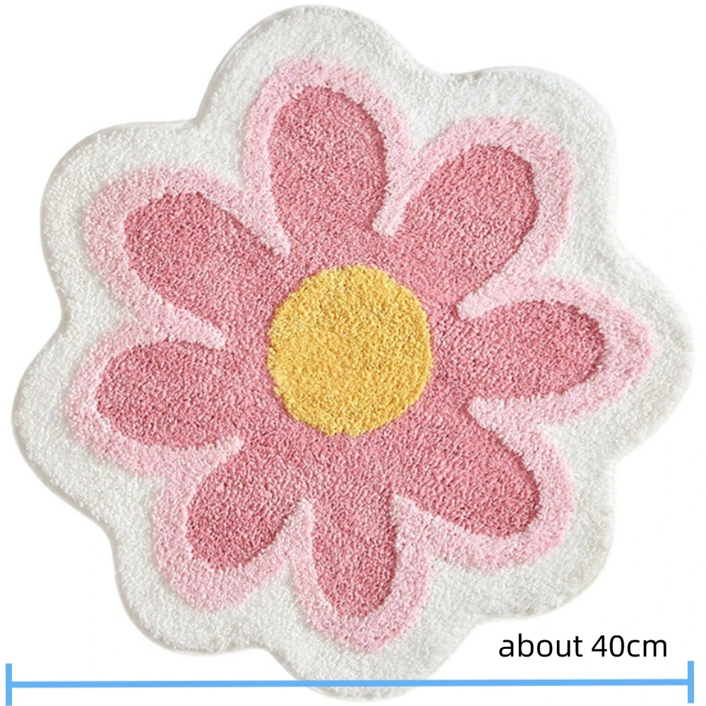tapis bain antidérapant polyester motifs floraux moderne rose bleu vert jaune