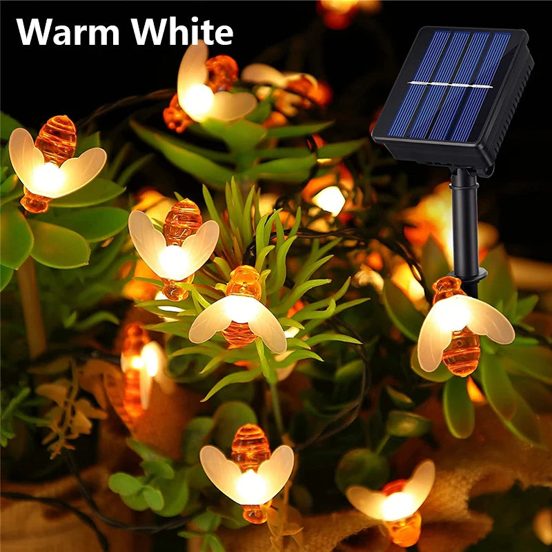 guirlande lumineuse abeille extérieure led orange blanche noire moderne clips translucent festive jardin decoration