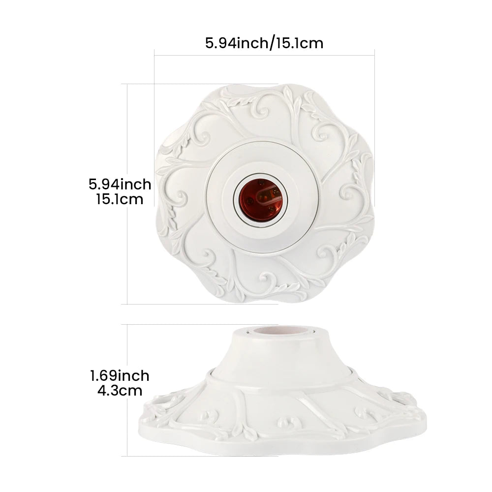 socle lampe ornements floraux blanc doré argenté classique facile installer européen abss certifications ul