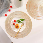 placemat moderne rond beige blanc rayures concentriques respectueux environnement polyester 38x38cm élégant festive