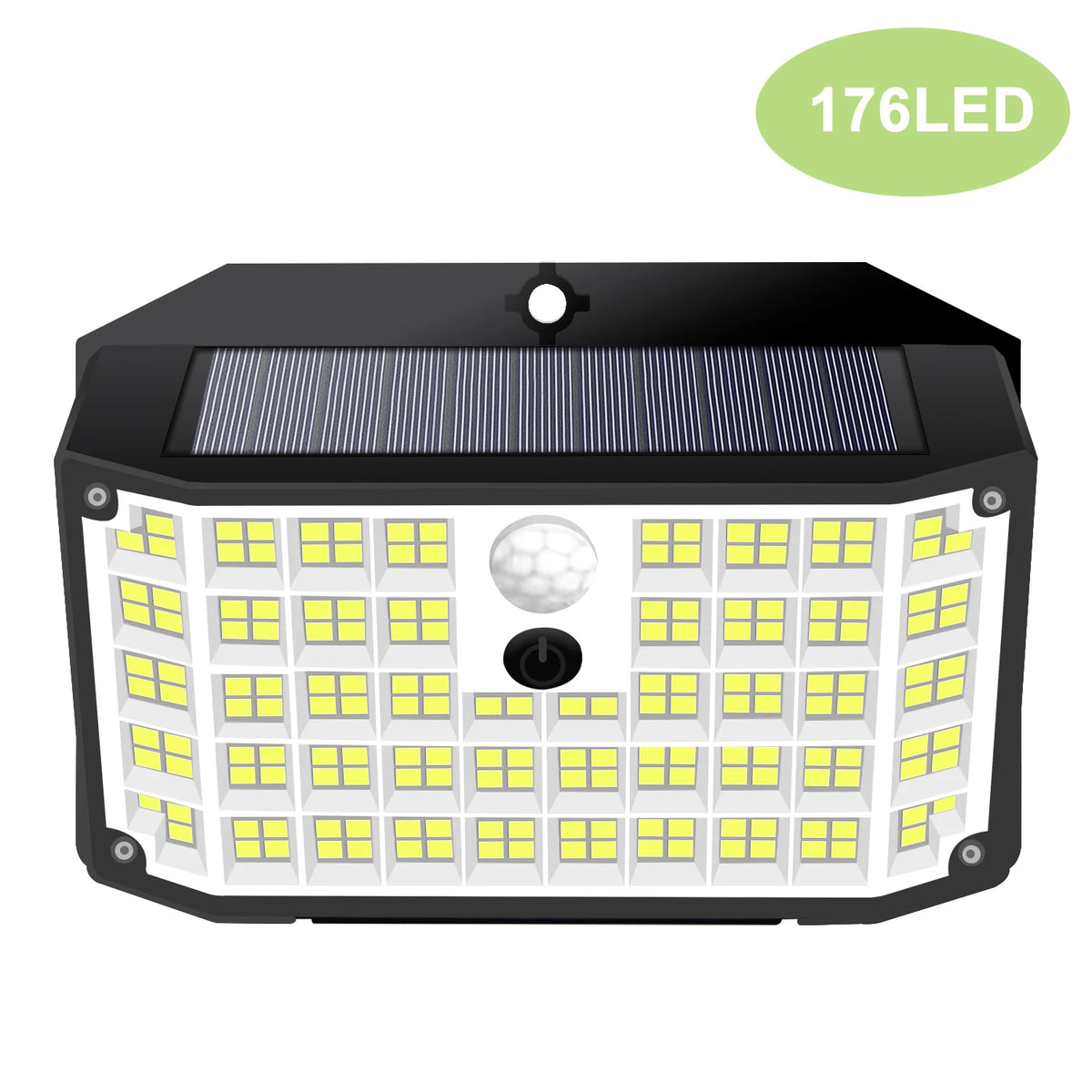 lampe solaire murale 176 led détecteur mouvement ip65 moderne noir abs