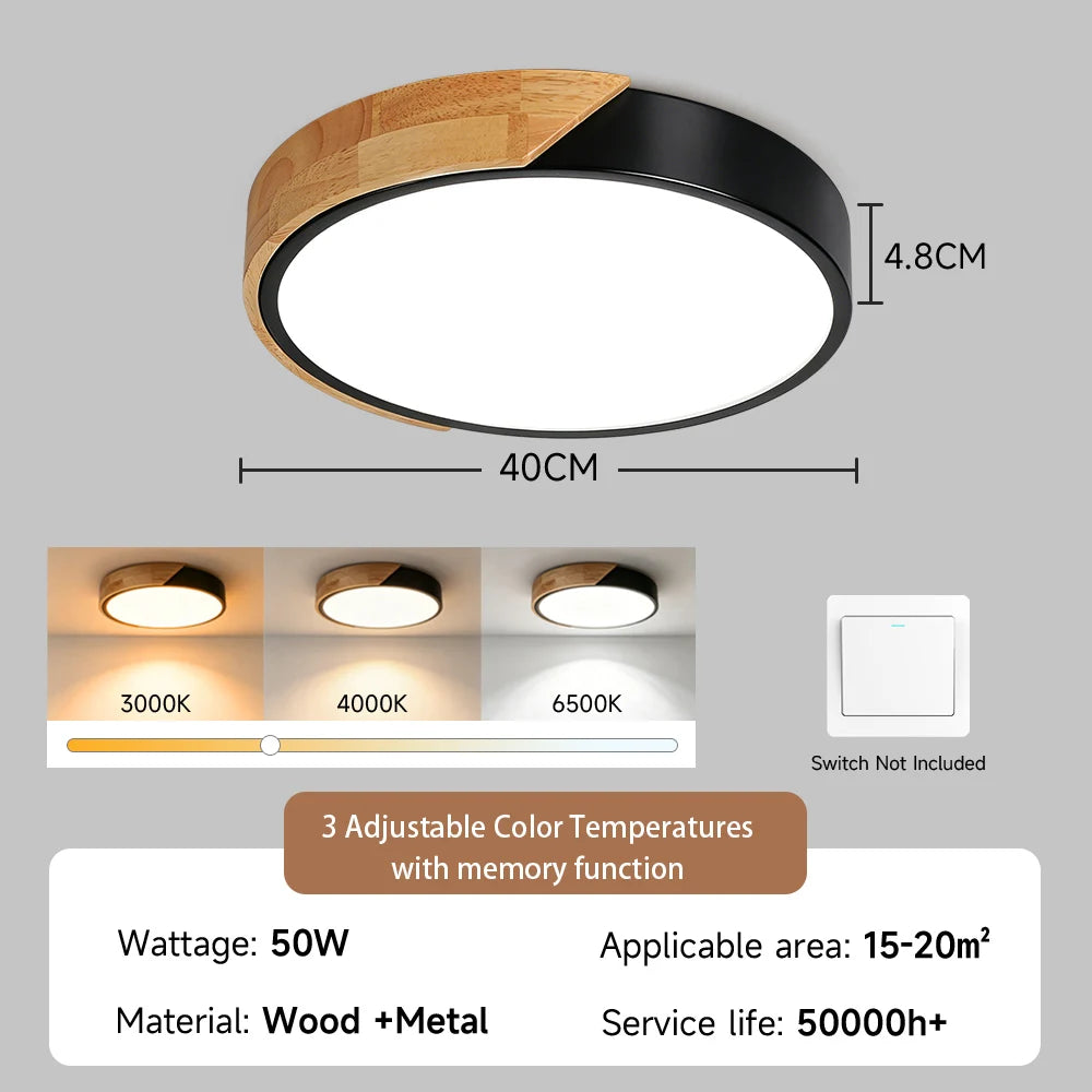 lampe led moderne minimaliste noir bois naturel éclairage intérieur salon chambre cuisine