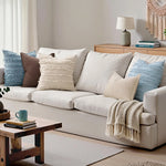 housses coussins boho chic beige franges opacité jacquard respectueux environnement non toxique moderne canapé