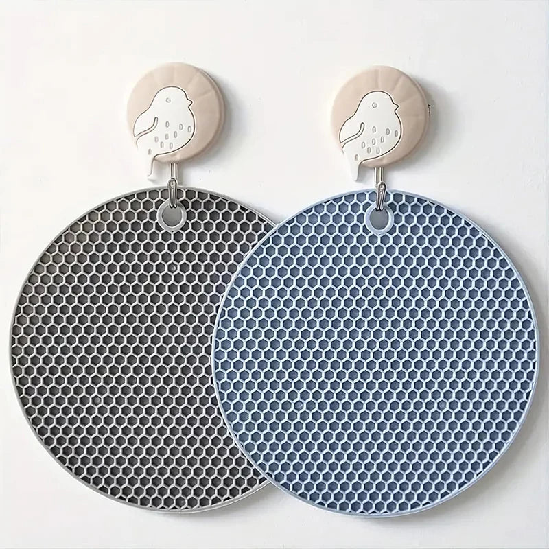 tapis table silicone gris rose bleu moderne réseau hexagonal cuisine protection comptoir 17.5cm