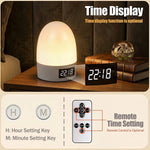 lampe chevet tactile rechargeable affichage heure beige blanc moderne