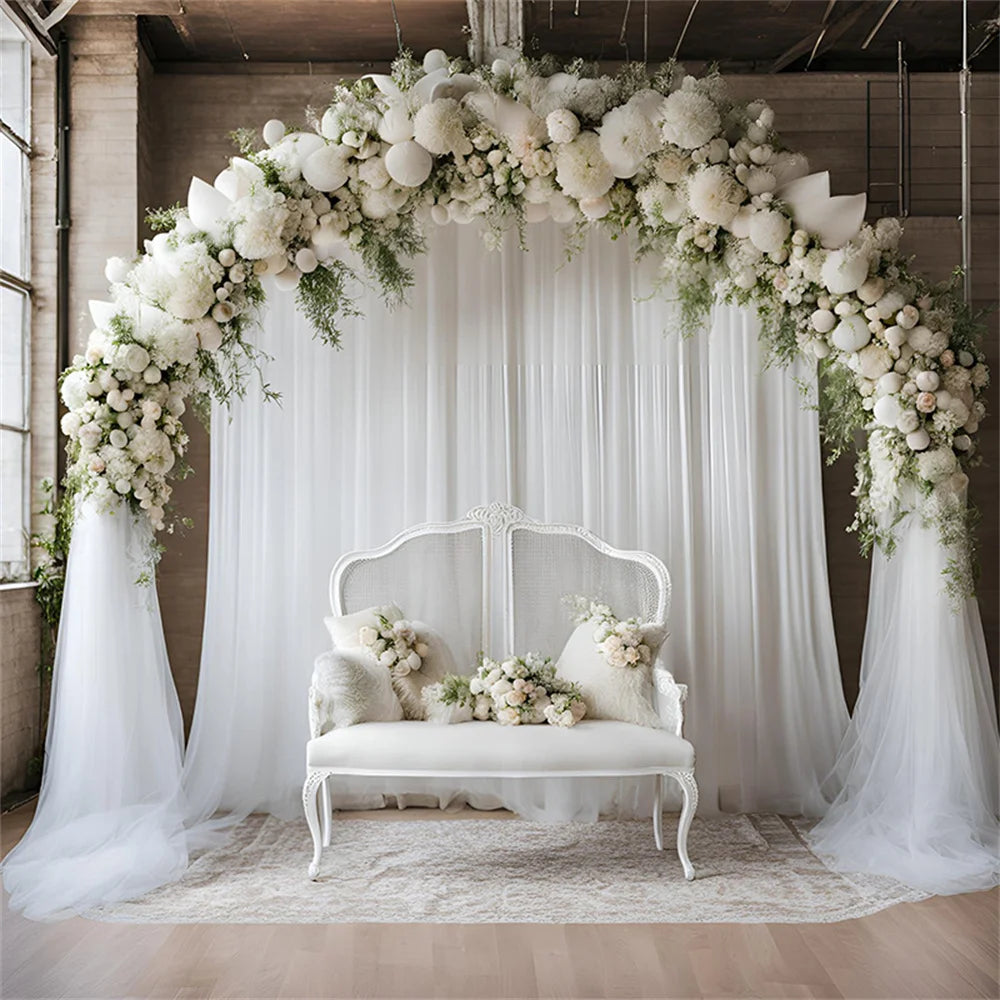 rideaux tulle transparent rose blanc mariage décoration romantique élégante champêtre