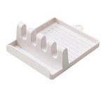 support cuisine multifonctionnel gris vert blanc moderne rainures cuillères fourchettes spatules