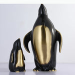 sculpture orne animaux oiseaux pingouin or texture moderne décoration maison occasionnels