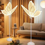 lampe sol moderne feuilles stylisées blanc doré translucide mariage anniversaire noël baptême