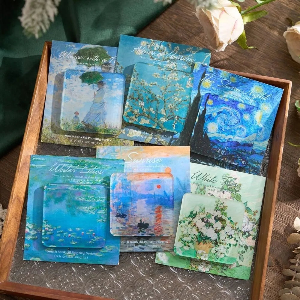 coasters peinture célèbres nuit étoilée aimants art déco maison bleu blanc vert
