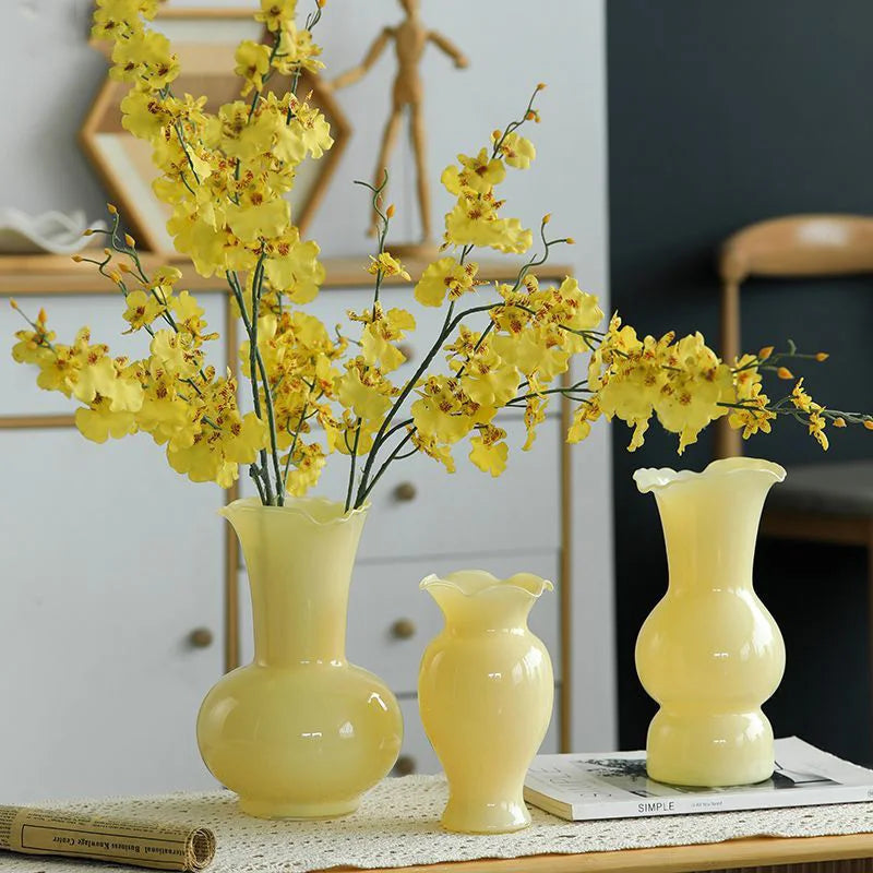 vase verre opaque moderne fleurs artificielles décoration table salon maison