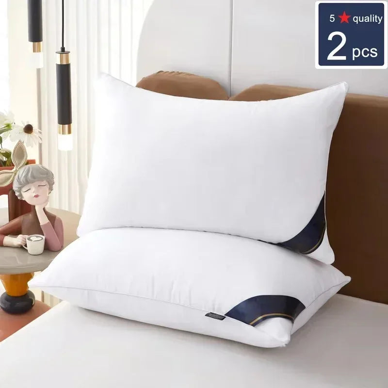 oreiller rectangulaire blanc rayures noires dorées moderne literie voyage confortable ferme hypoallergénique polyester