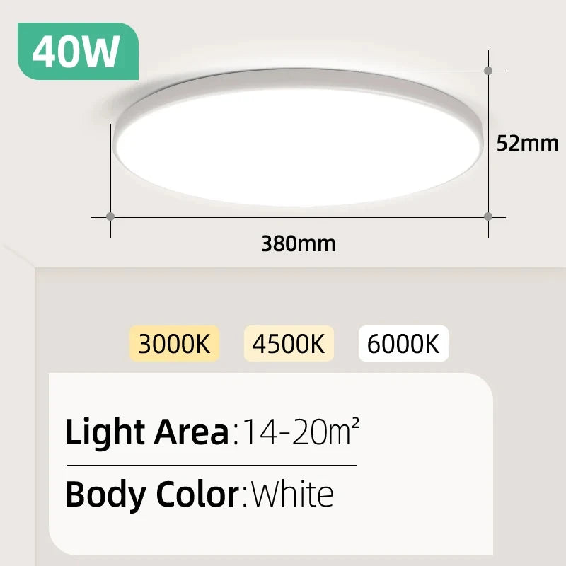Lampe LED moderne 20W 30W blanc ultra mince éclairage intérieur