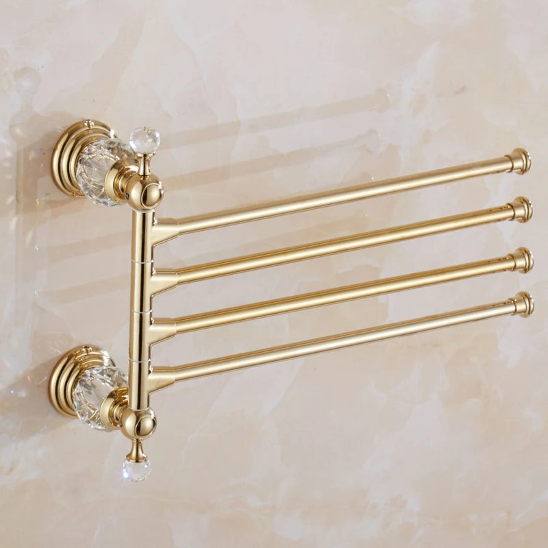accessoires salle bain or cristaux porte serviettes savon gobelets élégants vis fixés