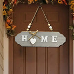 décor maison panneau welcome bois clair rustique lettres relief saisonnier ornement entrée fixe corde