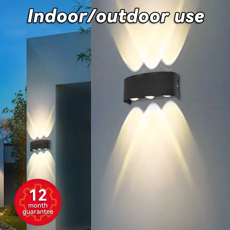 applique murale led noir contemporaine fixée mur 10w ip65 étanche 10 ampoules led