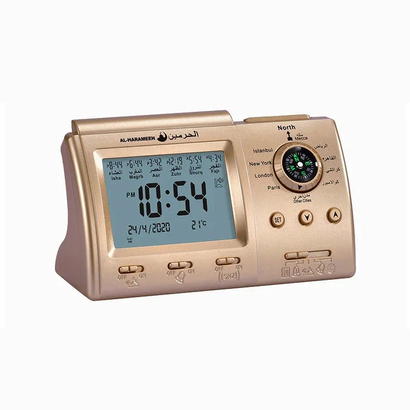 horloge numérique moderne rectangulaire noir rose doré blanc support pliable fonction répétition écran ledCALENDRIERS