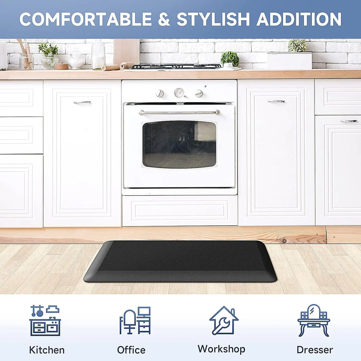 tapis noir imperméable antidérapant moderne épais 4/5 pouces confortable salon sol PVC resistant traces