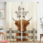 rideau moderne vache highland marguerites blanches tissu polyester beige brun gris blanc