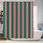 rideau douche moderne vert foncé rose rayures opacité imperméable tapis bain décoration chambre anneaux