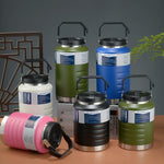 thermos bouteille 1500ml 2000ml acier inoxydable rayures horizontales poignée couvercle moderne vert olive noir