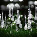 guirlande lumineuse solaire 12m 100led multicolore gouttes d'eau moderne extérieur jardin