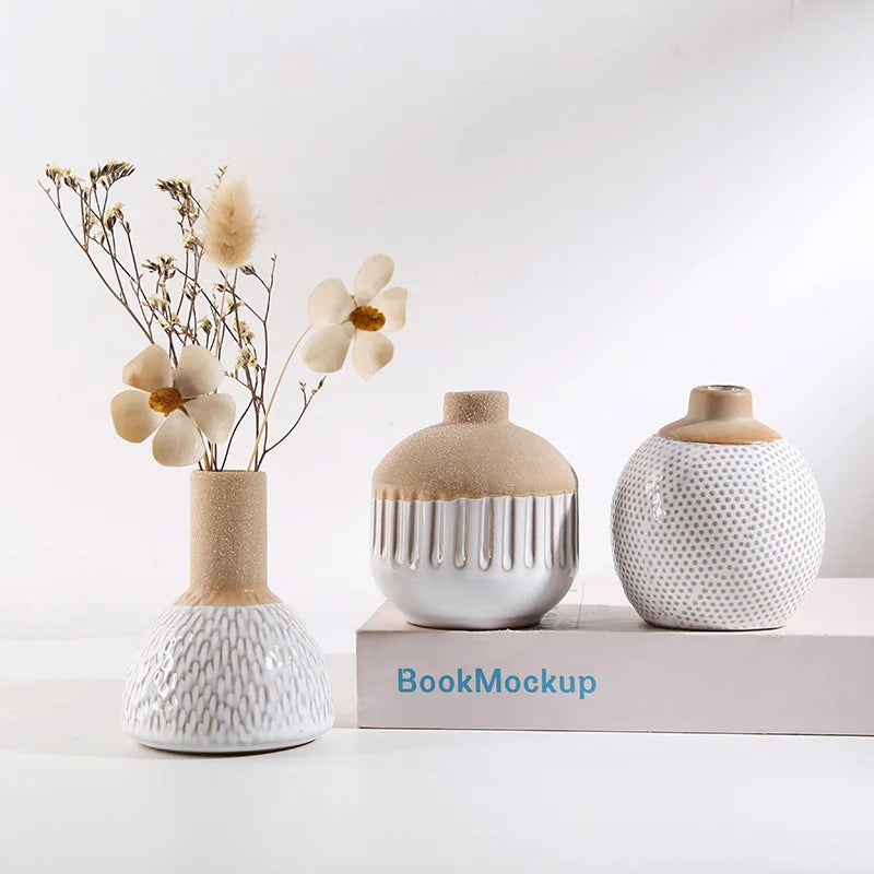vase moderne blanc rayures minimalistes deco intérieur plante artificielle porcelainemodele unique