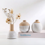 vase moderne blanc rayures minimalistes deco intérieur plante artificielle porcelainemodele unique