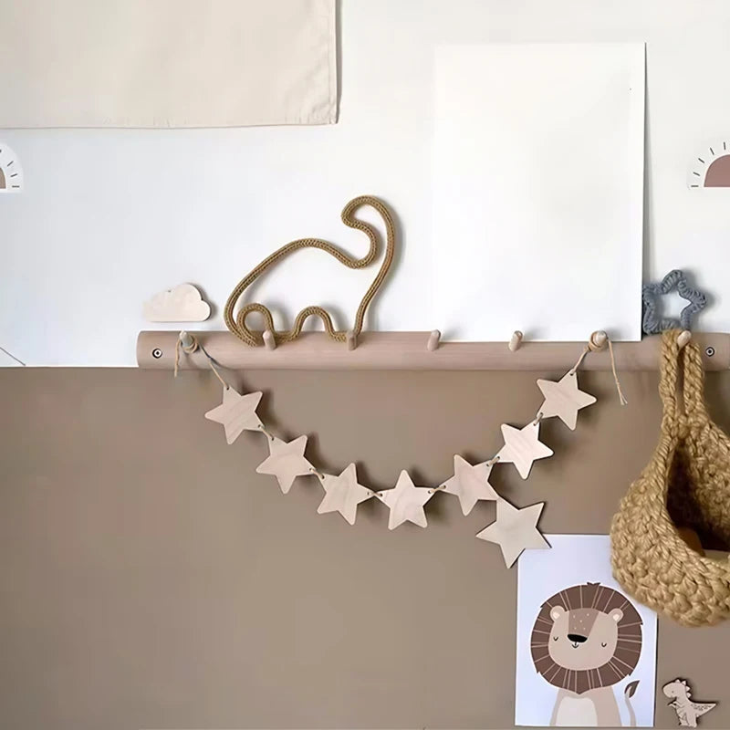 guirlande étoiles bois champignons fête anniversaire enfants valentin pâques nouvelle année minimaliste enfantin