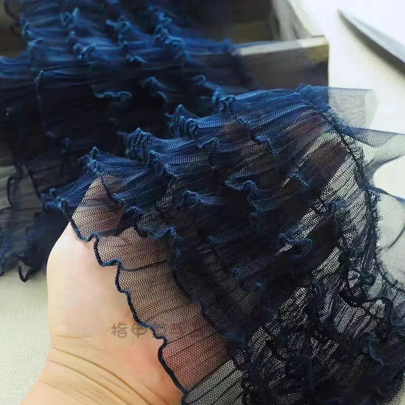 écharpe noire plissée polyester mariage opaquemode écologique tridimensionnelle 18cm