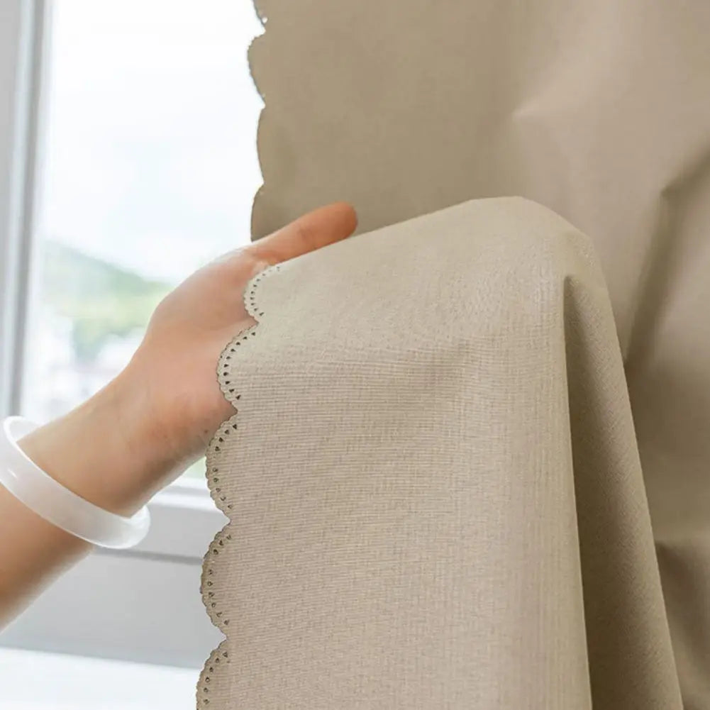 rideau opaque polyester scalloped edge moderne maison beige noir