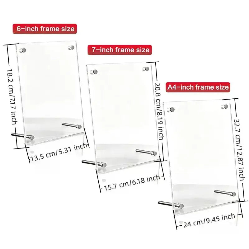 cadre photo acrylique transparent moderne pouces pouces A4 supports métalliques