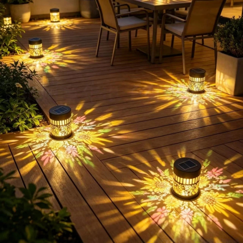 lampe solaire led couleur tournesol moderne fleurs jardin decoration exterieure contemporaine métal