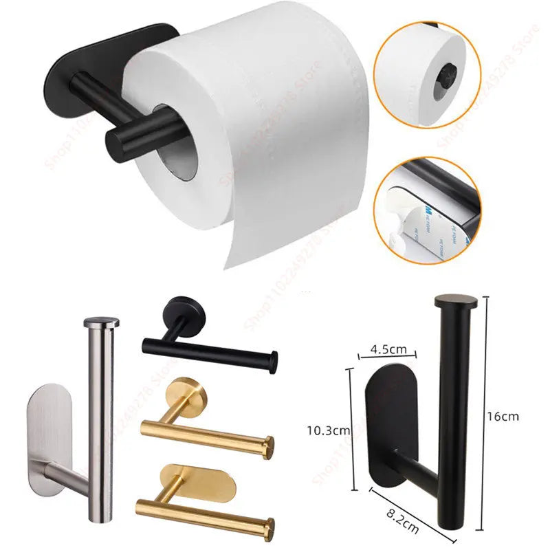 support mural porte papier toilette acier inoxydable adhésif salle bain cuisine moderne noir