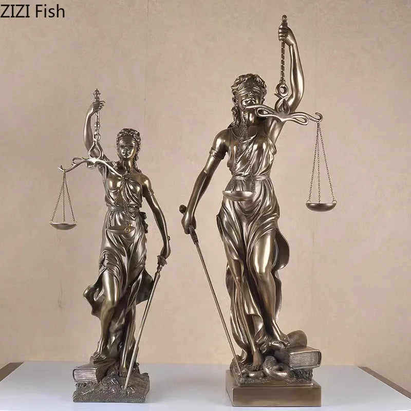 statue justice résine bronze doré décoration classique balance épée livre moderne chambre