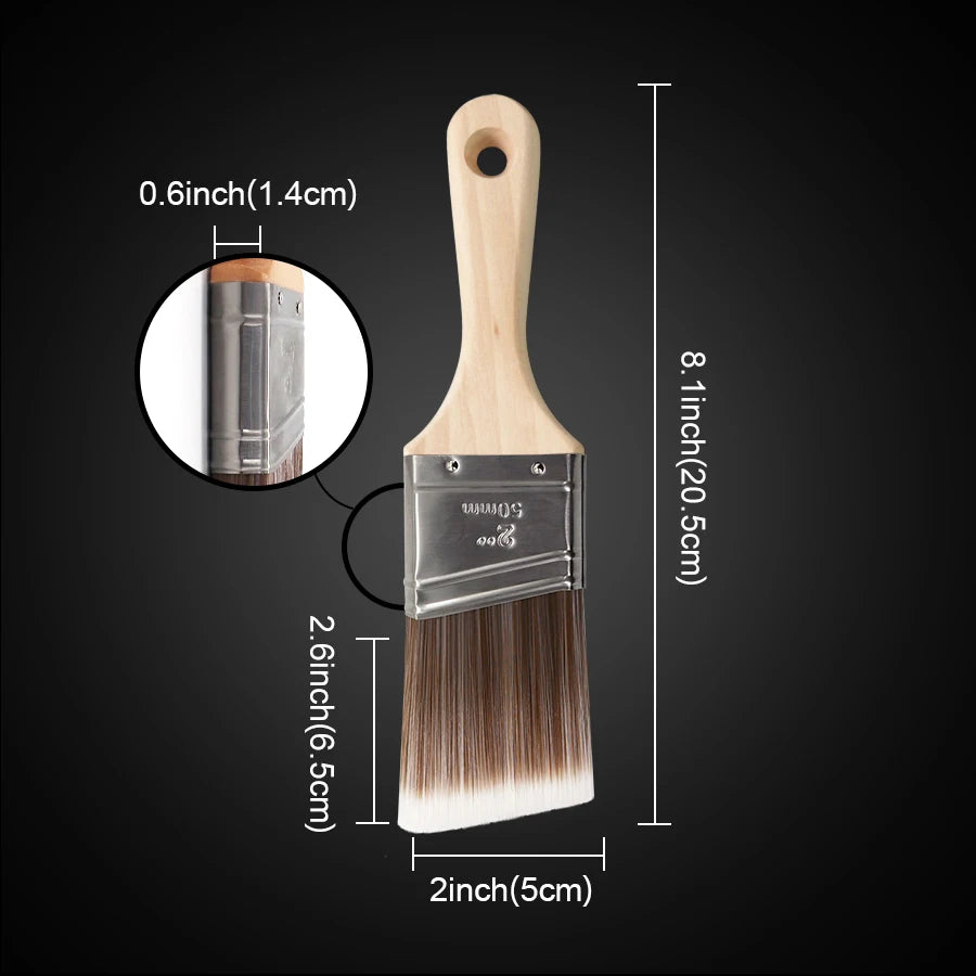 pinceau peinture bois naturel poils marron clair classique pouces large 8.1 pouces longueur
