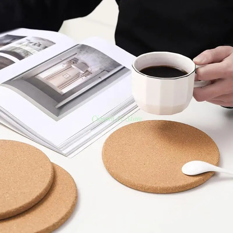 tapis table marron clair texture naturelle minimaliste protection thermique 19cm rond