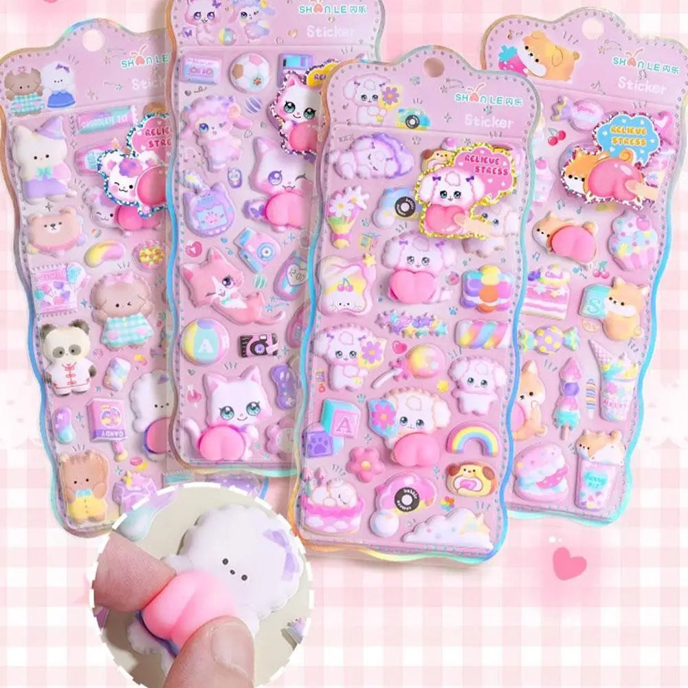 autocollants 3D animaux mignons fruits kawaii adhésifs décoratifs maison téléphone portable ordinateur