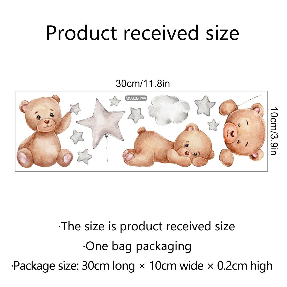sticker mural dessin animé ours mignons étoiles nuage chambre enfant adhésif pvc opacité