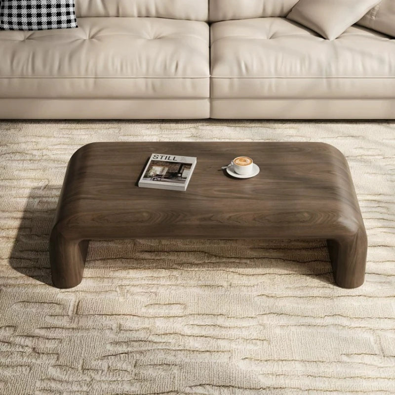 table basse moderne minimaliste bois massif marron foncé salon décoration artistique