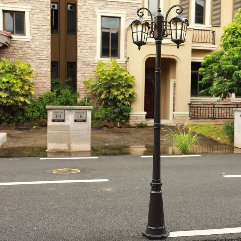 poteau lumineux vintage noir ip65 led éclairage public moderne cour jardin park lumière imperméable
