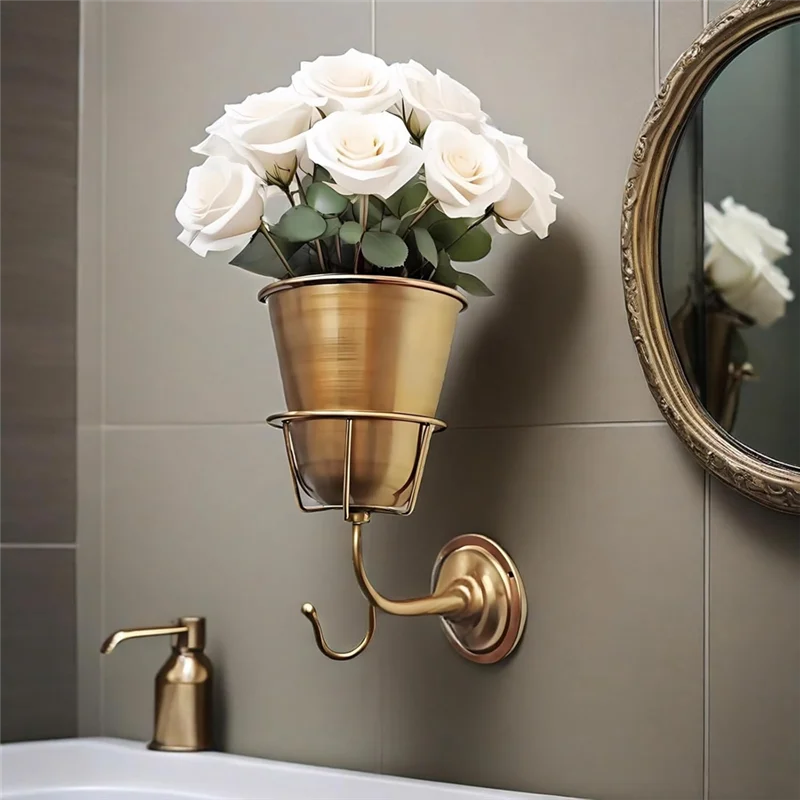 support mural fleurs crochet bronze doré argent rustique vintage industriel fixations murales roses feuillage