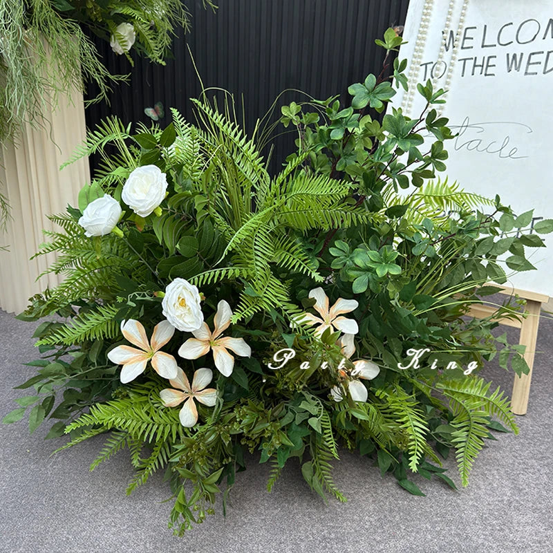 décoration maison naturelle composition florale artificielle feuilles fleurs vert blanc rose rustic styleextérieurintérieur