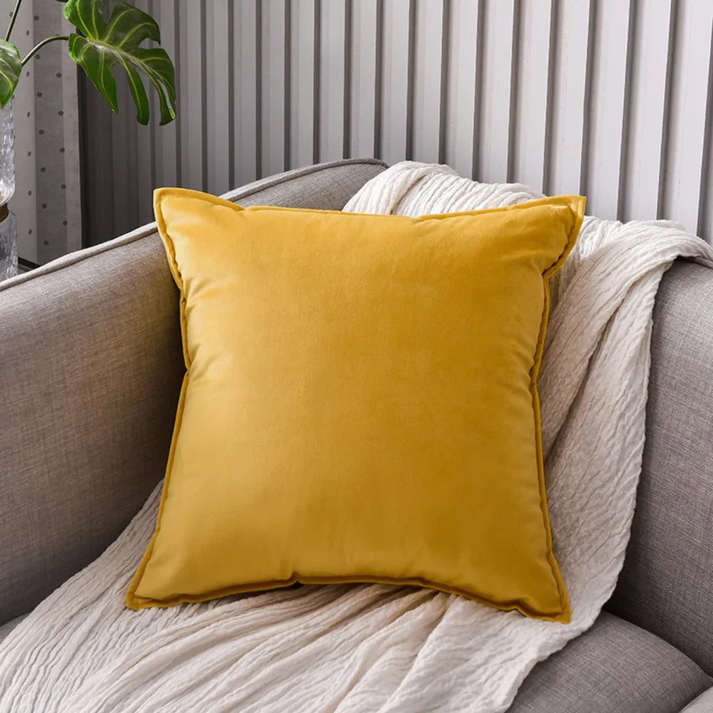 housse coussin velours moderne couleur jaune rose gris orange vert polyester coton lit 60cm
